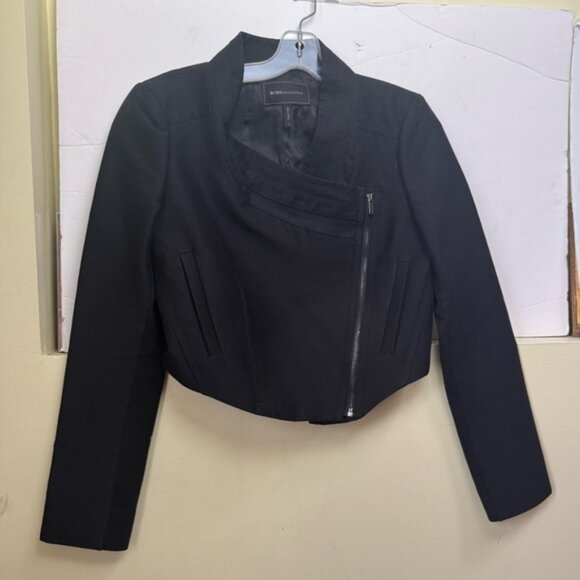 BCBG MAXAZRIA NEW Silk Cotton Bolero Crop Side Zip Jacket Blazer Preppy Pocket S - Picture 11 of 16